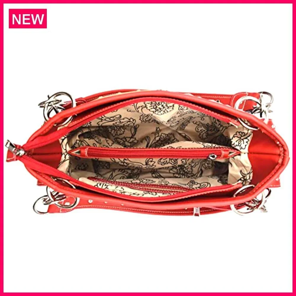 Patriotic Leather Shoulder Bag with Wallet Set, Top Handle Design